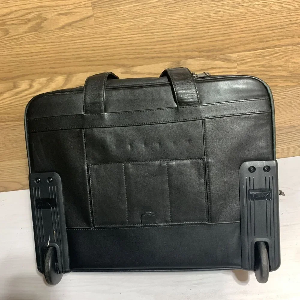 Tumi Leather 2-Wheeler Expandable Leather Laptop Briefcase #96003D4 Black